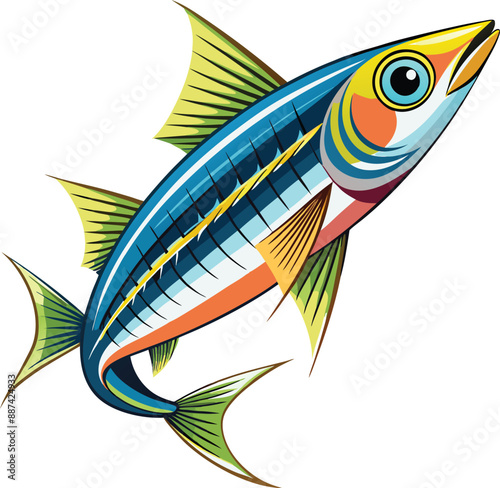 Anchovy small forage fish isolated vector illustration icon. Vector, icon, logo, png. Vector shoaling fish used as food and bait. European anchovy, Engraulis encrasicolus, Anchoa, Anchoviella, Engraul