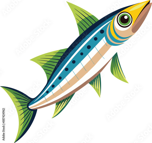 Anchovy small forage fish isolated vector illustration icon. Vector, icon, logo, png. Vector shoaling fish used as food and bait. European anchovy, Engraulis encrasicolus, Anchoa, Anchoviella, Engraul