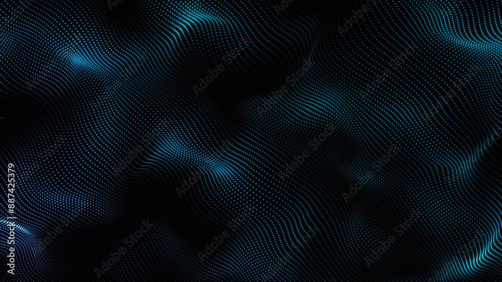Abstract digital Dynamic wave of particle dots connection network background. black background and dot animation futuristic . Big data visualization. Abstract digital Dynamic wave of particle dots connection network background. black background and dot animation futuristic . Big data visualization.