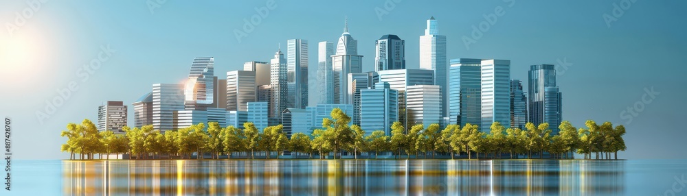 Obraz premium A virtual reality world showcasing an utopian society powered by clean energyultra HD