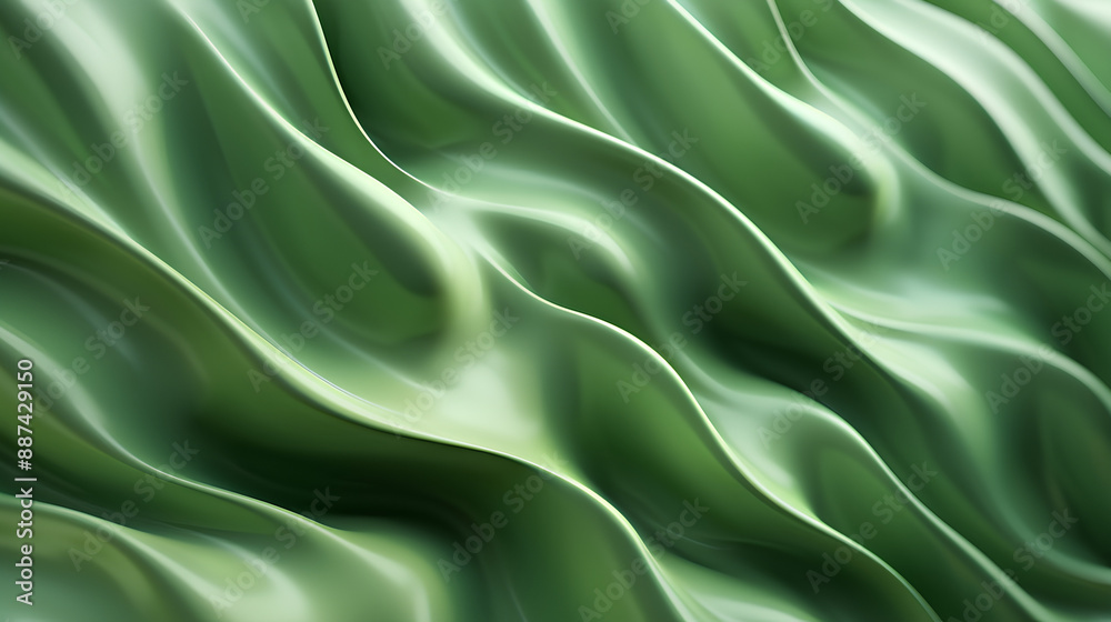Fototapeta premium Green Tones Waves Background Stock Illustration