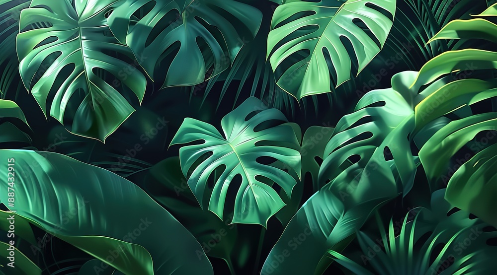 Fototapeta premium palm leaves background