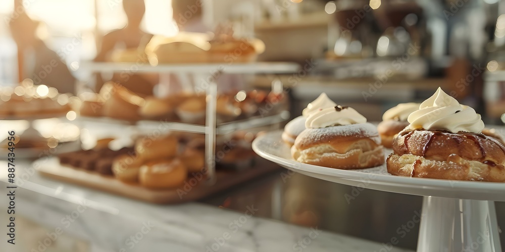Cozy Swedish cafe with warm light coffee pastries people enjoying fika. Concept Swedish Cafe, Warm Lighting, Coffee Pastries, Fika, Cozy Ambience Cozy Swedish cafe with warm light coffee pastries people enjoying fika. Concept Swedish Cafe, Warm Lighting, Coffee Pastries, Fika, Cozy Ambience