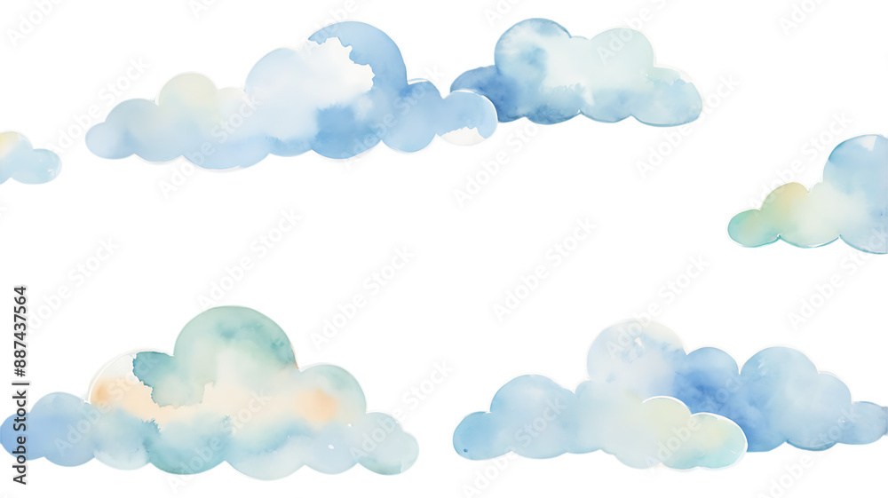 seamlesss pattern with cartoon clouds watercolor hand drawn illustration seamlesss pattern with cartoon clouds watercolor hand drawn illustration