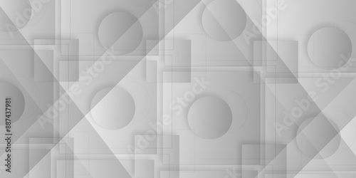 Abstract design with gray paper texture design in geometric pattern in illustration. The circles are all gray and appear to be overlapping each other. The image has a minimalist and clean look.