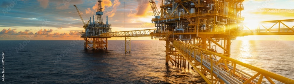 Fototapeta premium Exploring the Oil Industry: Pumps, Rigs, and Workers in Action