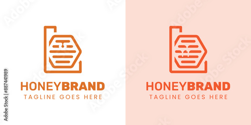 Initial L Honey Logo Set, Perfect for Beekeeping and Honey Producers