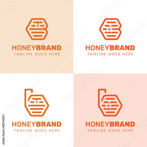Initial B Honey Logo Set, Perfect for Beekeeping and Honey Producers