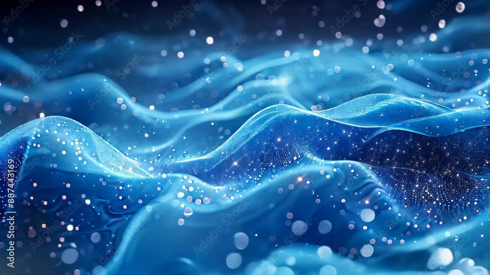 Abstract blue wave particle over dark Abstract blue wave particle over dark