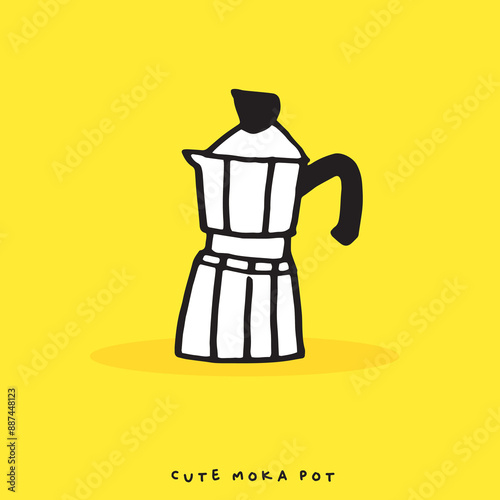 Cute doodle Classic Coffee Maker Moka Pot Hand drawing