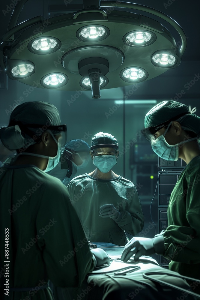 Medical team performing surgery in an operating room, showcasing precision and teamwork in healthcare. Ideal for surgical procedure concepts. Medical team performing surgery in an operating room, showcasing precision and teamwork in healthcare. Ideal for surgical procedure concepts.