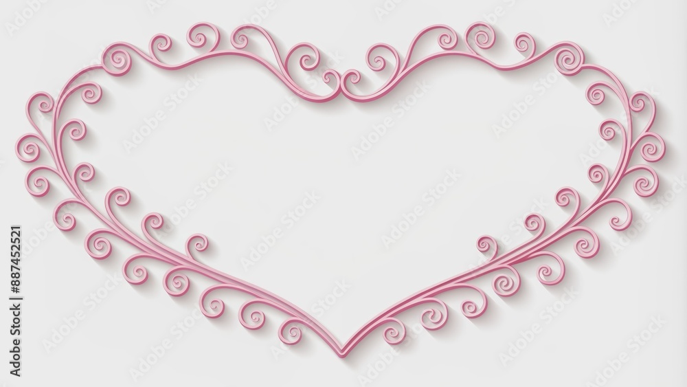 Whimsical pink heart-shaped border with delicate line art design and subtle shadows, perfect for Valentine's Day decorations and dividers. Whimsical pink heart-shaped border with delicate line art design and subtle shadows, perfect for Valentine's Day decorations and dividers.