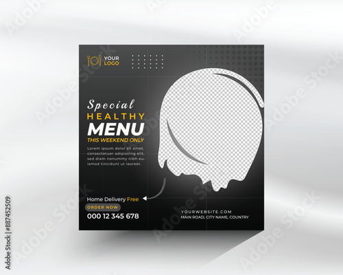 Restaurant food menu social media post template and web banner