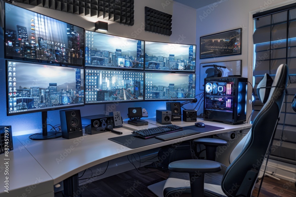High-End Gaming and Streaming Setup with Multiple Monitors
High-End Gaming and Streaming Setup with Multiple Monitors