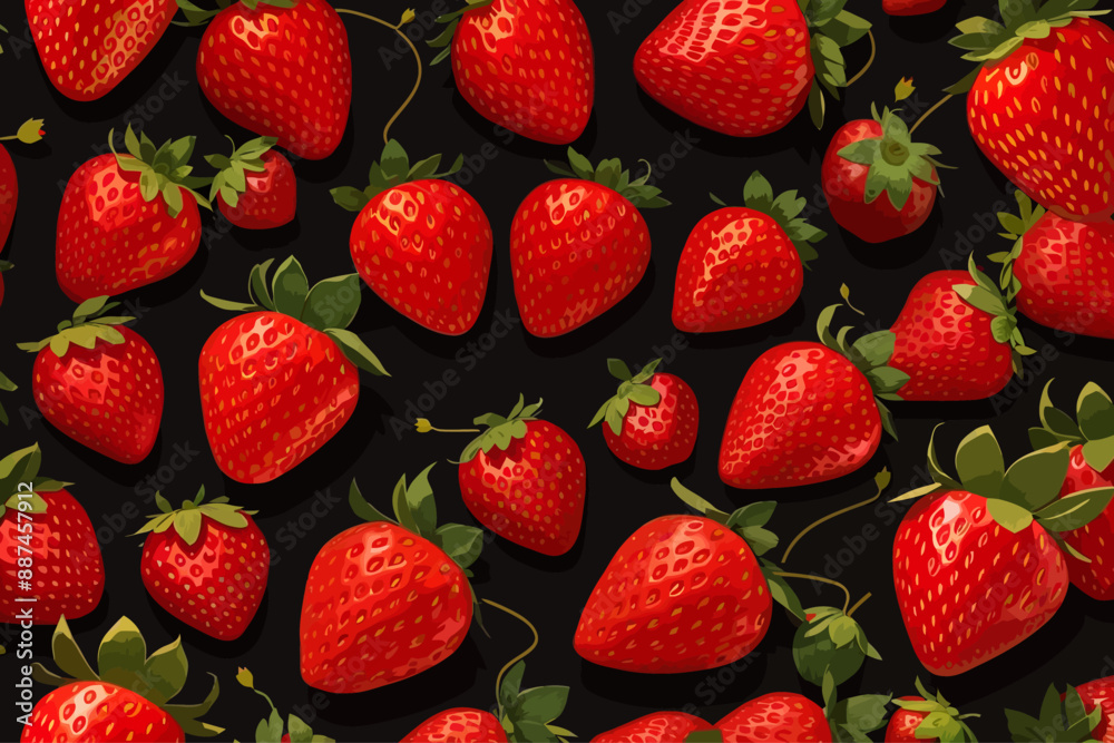 glowing red strawberries in front of black background glowing red strawberries in front of black background