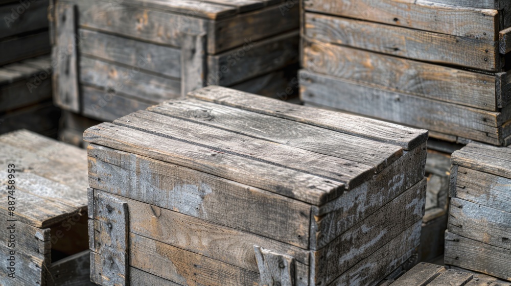 Stacked wooden crates used as storage or shelving Stacked wooden crates used as storage or shelving