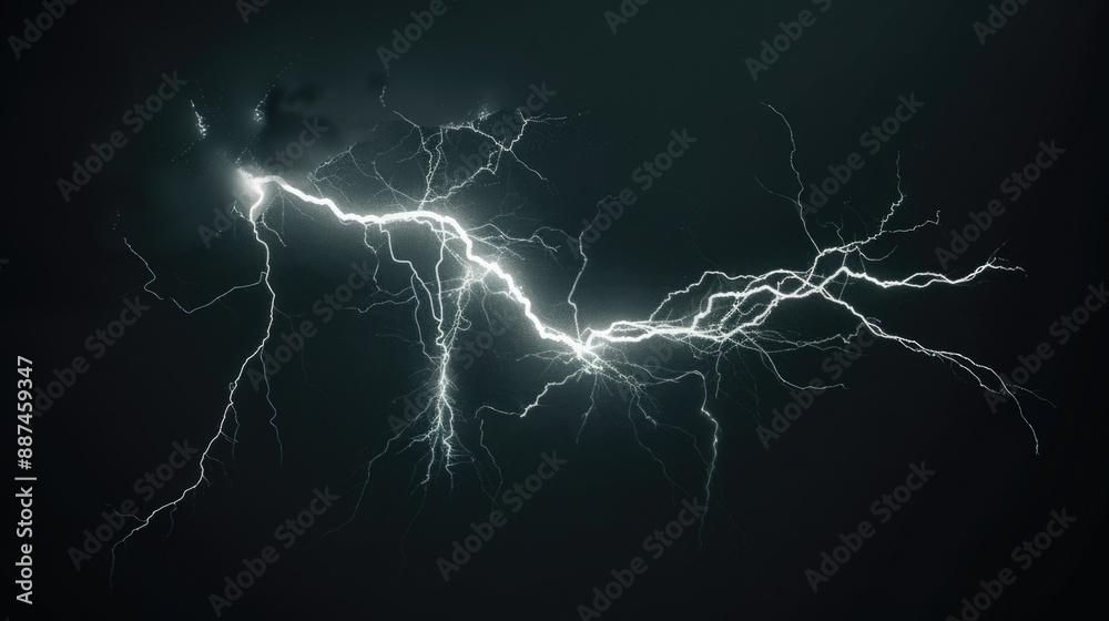 A lightning bolt striking the dark sky with bright light and electricity, suitable for use in science or weather-related contexts A lightning bolt striking the dark sky with bright light and electricity, suitable for use in science or weather-related contexts