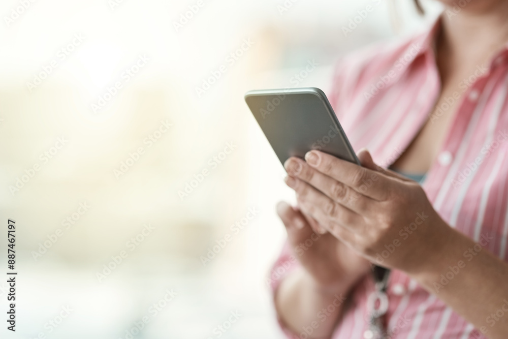 Business woman, connection and phone in hand for communication, reading email and chatting with contact in office. Female employee, typing and mobile for project feedback, online faq and networking Business woman, connection and phone in hand for communication, reading email and chatting with contact in office. Female employee, typing and mobile for project feedback, online faq and networking