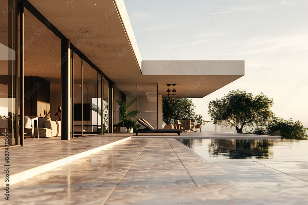 Obraz premium Modern Villa with Spacious Foreground Image