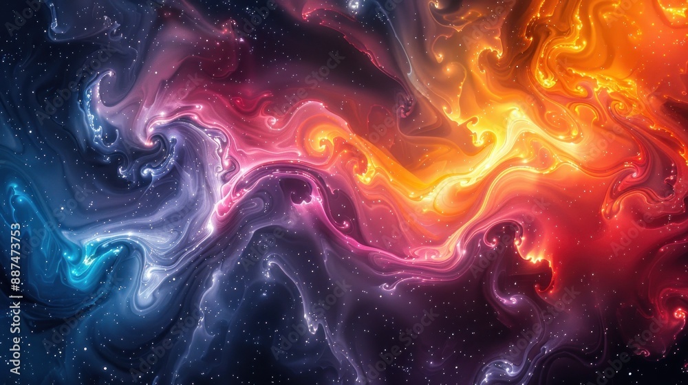 Fototapeta premium Vivid cosmic formation with swirling color patterns
