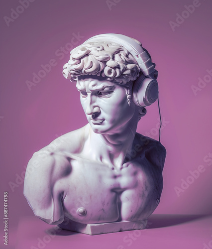 Male sculpture with headphon photo