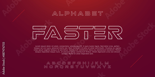 Creative Outline Double line monogram alphabet and tech fonts. Lines font regular uppercase and lowercase. Vector illustration.
