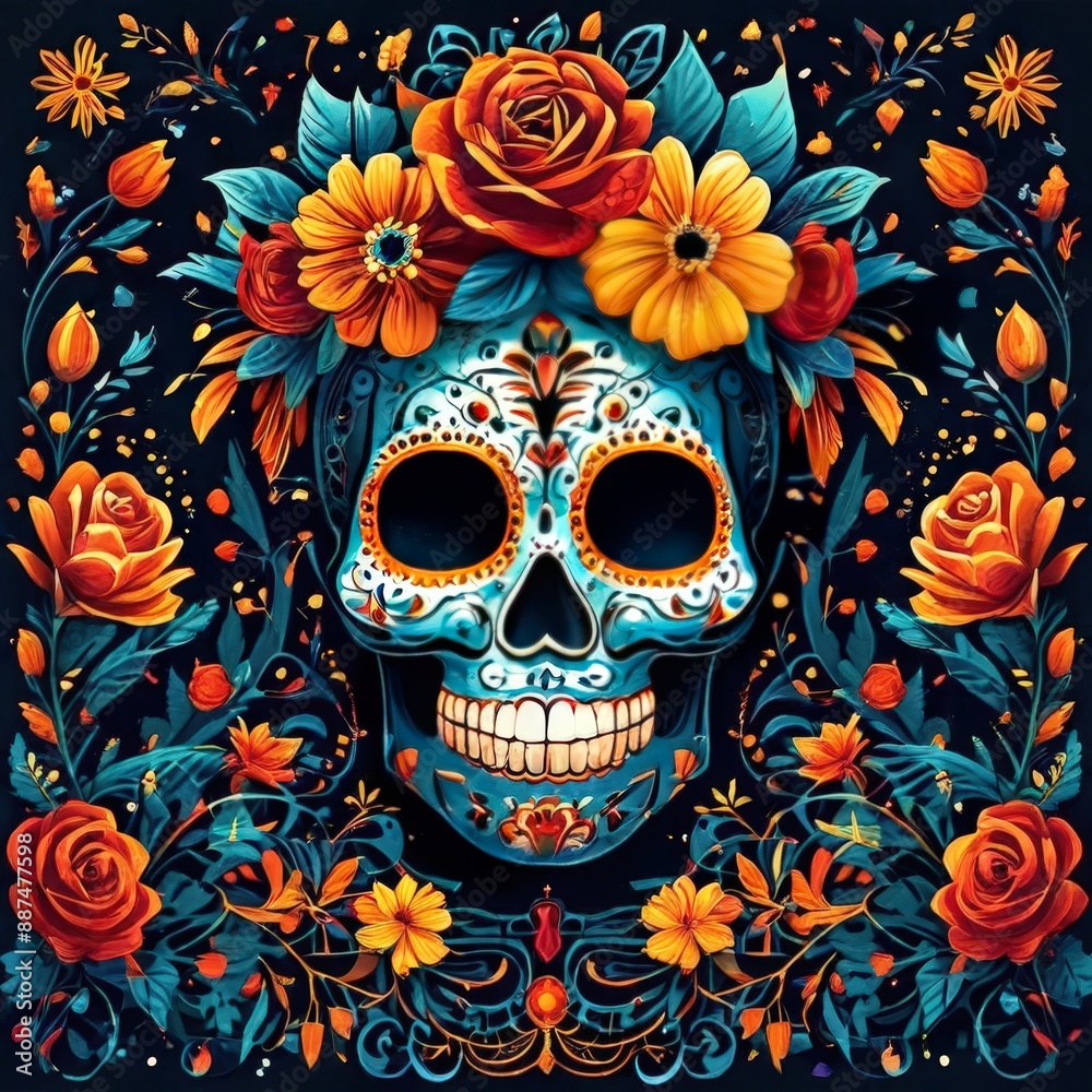 an ai generated image, Illustration of Day of the Dead Alter and La Caterina an ai generated image, Illustration of Day of the Dead Alter and La Caterina