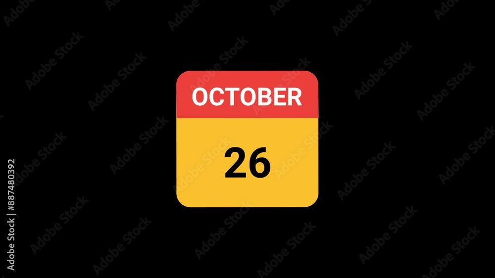 26 October Calendar icon Animation 26 October Calendar icon Animation