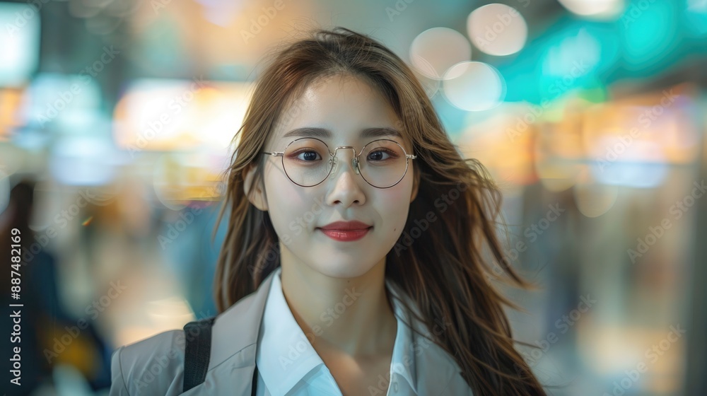 Young Asian woman at subway station Young Asian woman at subway station