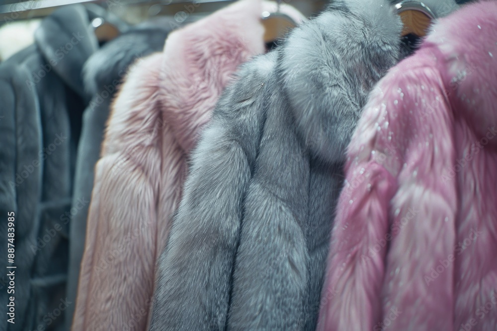 Coats hanging on a rack, various styles and colors Coats hanging on a rack, various styles and colors