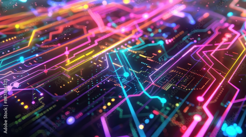 Neon Circuitry Abstract Neon Circuitry Abstract