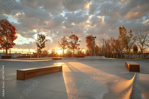 A man riding a skateboard up the side of a ramp photo