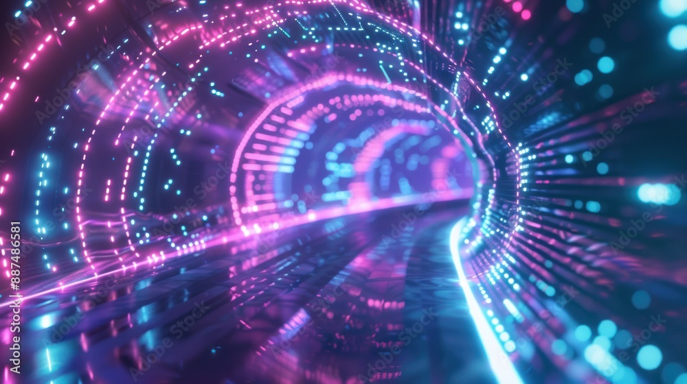 Fototapeta premium Abstract Neon Tunnel with a Futuristic Vibe