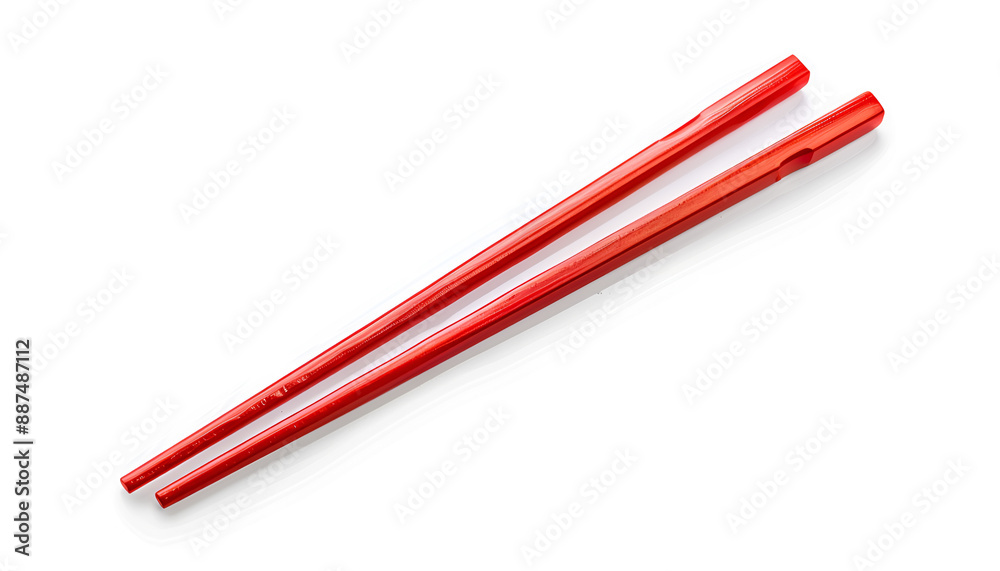 Collage with red chopsticks isolated on white Collage with red chopsticks isolated on white