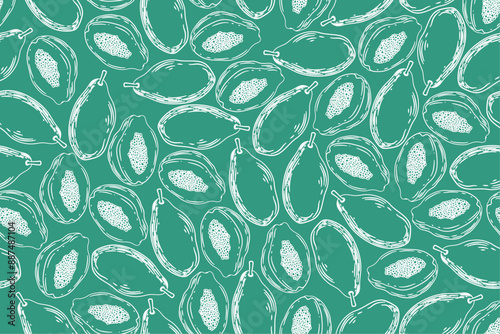 seamless pattern papaya vector drawing