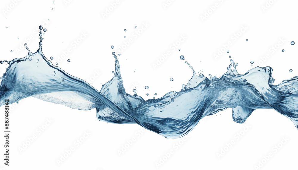 Obraz premium Vibrant Water Splash with Dynamic Movement and Droplets Isolated on White Background for Energy