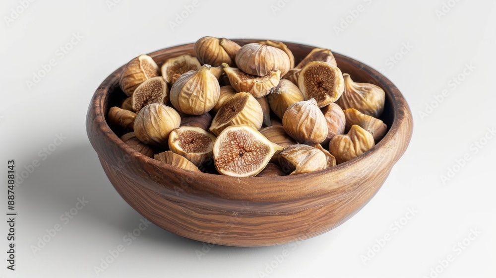 Bowl with sweet dried figs on white background Bowl with sweet dried figs on white background