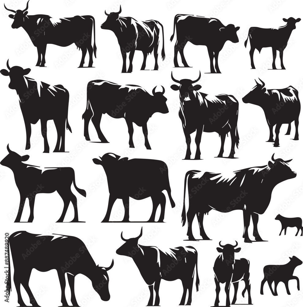 Cow Silhouette, black Color isolated on white background Cow Silhouette, black Color isolated on white background