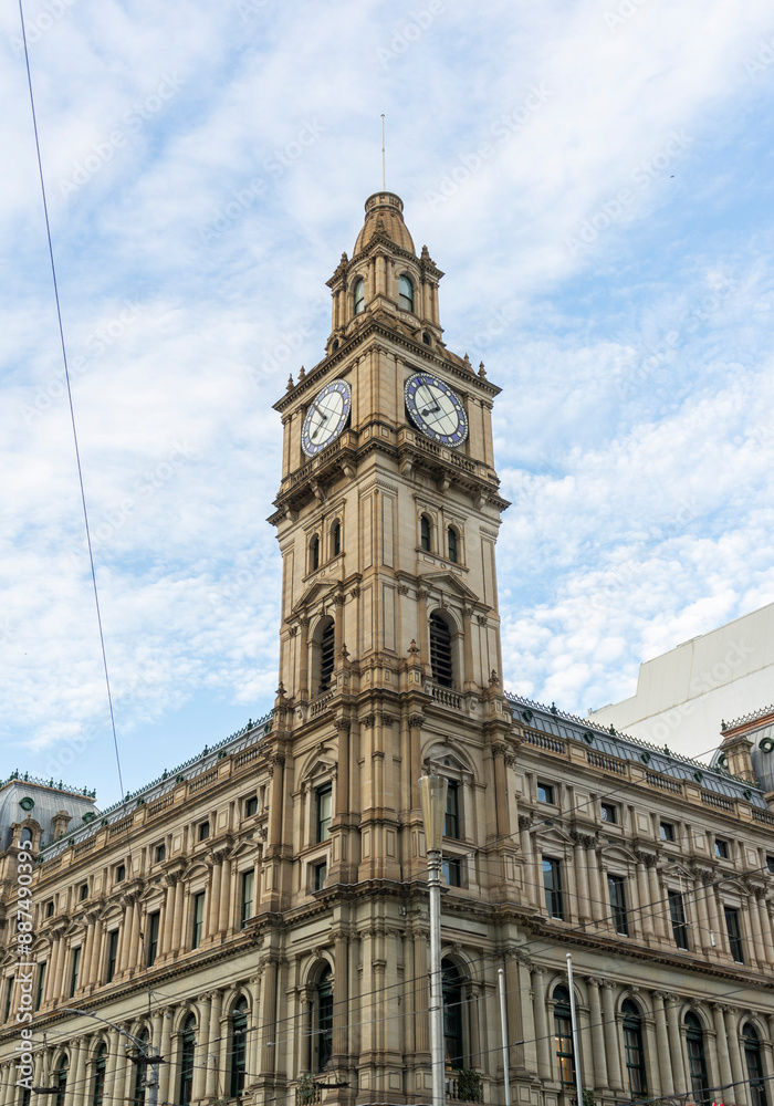 The clock towers at the old General Post Office building in Bourke street mall in Melbourne, Australia. The clock towers at the old General Post Office building in Bourke street mall in Melbourne, Australia.