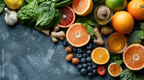 Wallpaper Mural Healthy Food  with  Citrus Fruits and Honey Torontodigital.ca