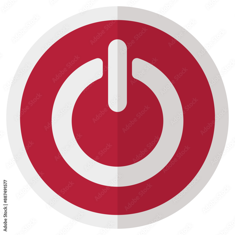 Flat icon of power button isolated on white background. Flat icon of power button isolated on white background.