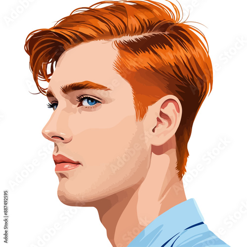 Young Man with Red Hair and Blue Shirt