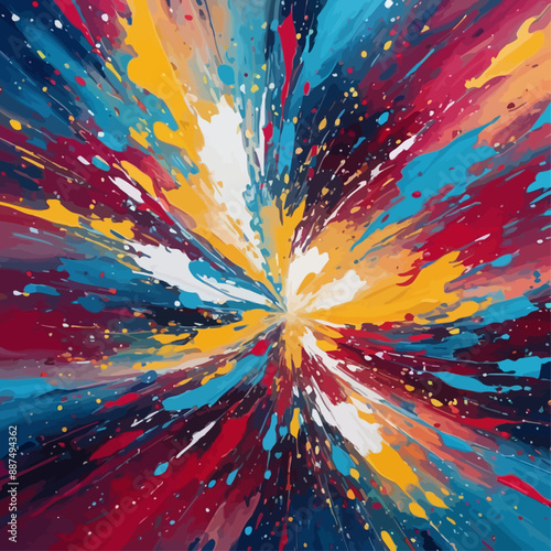 Vibrant Abstract Art: Colorful Explosion of Paint and Pigment
