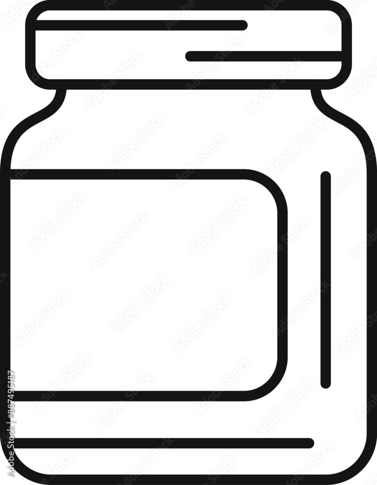 Simple line icon of a closed jar with a blank label, perfect for representing food storage or product packaging Simple line icon of a closed jar with a blank label, perfect for representing food storage or product packaging