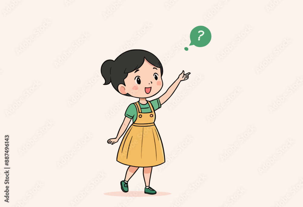 Inquisitive Little Girl Pointing Upwards Inquisitive Little Girl Pointing Upwards