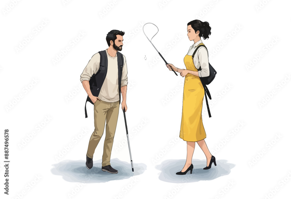 Handicapped Man and Woman Standing Close to Each Other Handicapped Man and Woman Standing Close to Each Other