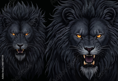 Fierce Lion Face with Glowing Eyes