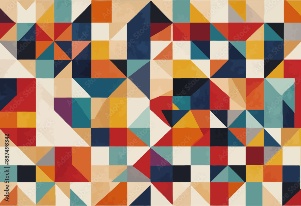 Colorful geometric pattern with a variety of shapes and colors