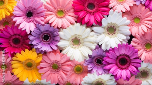 Closeup of colorful beautiful blooming gerberas