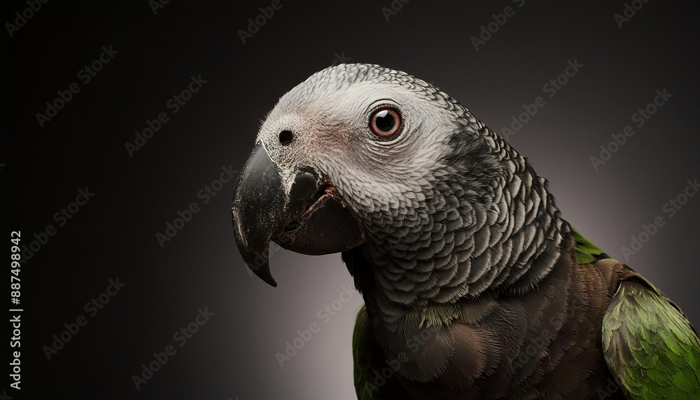 Obraz premium parrot close up head on black background 